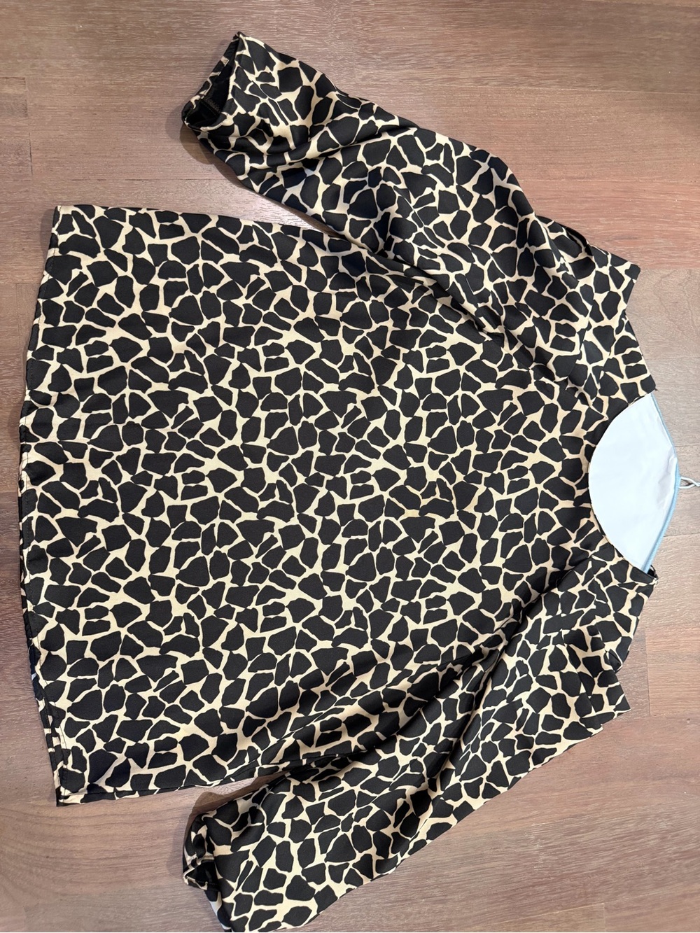 Zara Black & Cream Giraffe Print Long Sleeve Top